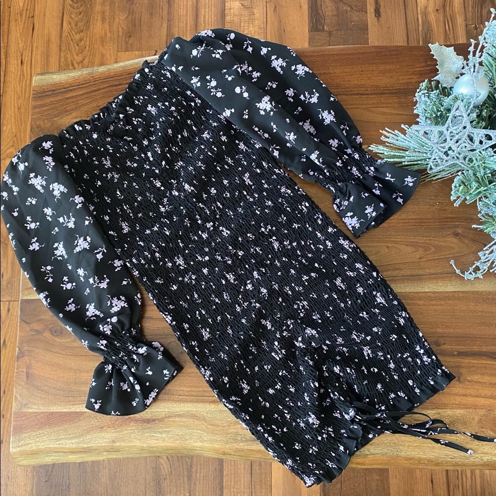 Bodycon Floral Puffed Sleeve Dress